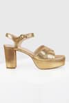 Buy_Oroh_Gold Zircon Metallic Embossed Sandals _Online_at_Aza_Fashions