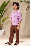 Buy_LittleCheer_Purple Soft Cotton Cambric Embroidered Thread Work Butterfly Shirt _Online_at_Aza_Fashions