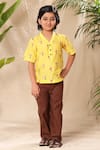 Shop Littlecheer Yellow Cotton Embroidery Flamingo Thread Work Shirt Online at Aza Fashions Shop_Littlecheer_Yellow Cotton Embroidery Flamingo Thread Work Shirt _Online_at_Aza_Fashions