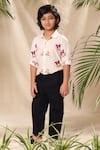 Shop_LittleCheer_Off White Soft Cotton Cambric Embroidered Thread Work Butterfly Shirt _Online_at_Aza_Fashions