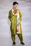 Buy_Jubinav Chadha_Green Cotton Silk Hand Painted Digital Prints Flora And Kurta Set With Stole _at_Aza_Fashions