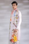 Buy_Jubinav Chadha_Pink Cotton Silk Hand Painted Digital Prints Flora And Kurta Set With Stole _Online_at_Aza_Fashions