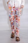 Buy_Jubinav Chadha_Pink Crepe Hand Painted Digital Prints Flora And Fauna Pant _Online_at_Aza_Fashions