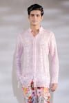 Buy_Jubinav Chadha_Pink Georgette Embroidered Chikankari Sheer Short Kurta _at_Aza_Fashions