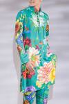 Buy_Jubinav Chadha_Green Cotton Silk Printed Floral Kurta Pyjama Set _Online_at_Aza_Fashions