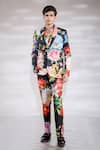 Buy_Jubinav Chadha_Black Crepe Hand Painted Digital Prints Flora And Fauna Blazer & Pant Set _at_Aza_Fashions