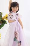 Shop_LA Dee DA_Purple Silk, Organza Embroidery Floral Applique Work Lehenga Set _at_Aza_Fashions