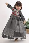 Buy_LA Dee DA_Black Silk, Linen Tassels, Embroidery Printed Anarkali _at_Aza_Fashions