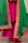 Mimamsaa_Fuchsia Kurta Embroidered Floral Round Veda Anarkali Set  _Online_at_Aza_Fashions