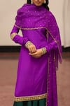 Mimamsaa_Purple Organza Silk Embroidered Sequin Vrinda Dupatta  _Online_at_Aza_Fashions