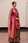 Shop_Mimamsaa_Magenta Tissue Silk Placement Embroidery Dhara Scallop Dupatta _at_Aza_Fashions