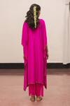 Shop_Mimamsaa_Pink Silk, Organza Embroidery, Sequins V-neck Kaveri Kaftan With Pant _at_Aza_Fashions