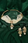 Shop_Nayaab by Aleezeh_White Beads Embellished Choker Necklace Set_Online_at_Aza_Fashions