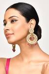 Buy_Samyukta Singhania_Maroon Beads Stones And Embellished Dangler Earrings _at_Aza_Fashions