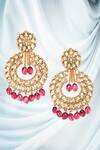 Shop_Samyukta Singhania_Maroon Beads Stones And Embellished Dangler Earrings _at_Aza_Fashions