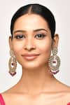 Samyukta Singhania_Maroon Beads Stones And Embellished Dangler Earrings _Online_at_Aza_Fashions