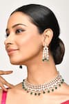 Buy_Samyukta Singhania_Emerald Green Beads Stone And Embellished Choker Necklace Set _at_Aza_Fashions