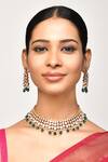 Samyukta Singhania_Emerald Green Beads Stone And Embellished Choker Necklace Set _Online_at_Aza_Fashions