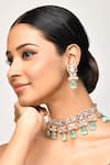 Buy_Samyukta Singhania_Green Beads Stones And Embellished Choker Necklace Set _at_Aza_Fashions