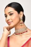 Buy_Samyukta Singhania_Maroon Beads, Stones Embellished Choker Necklace Set_at_Aza_Fashions