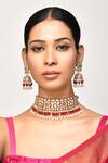 Samyukta Singhania_Maroon Beads, Stones Embellished Choker Necklace Set_Online_at_Aza_Fashions