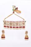Shop_Samyukta Singhania_Maroon Beads, Stones Embellished Choker Necklace Set_Online_at_Aza_Fashions