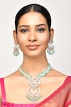 Samyukta Singhania_Blue Beads Work Pendant Necklace Set _Online_at_Aza_Fashions