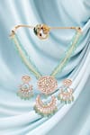 Samyukta Singhania_Blue Beads Work Pendant Necklace Set _at_Aza_Fashions