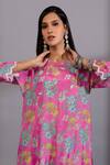 Buy_Pants And Pajamas_Pink Cotton, Silk Sequins, Embroidery Floral Digital Print Kurta And Pant Set_Online_at_Aza_Fashions