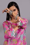 Shop_Pants And Pajamas_Pink Cotton, Silk Sequins, Embroidery Floral Digital Print Kurta And Pant Set_Online_at_Aza_Fashions