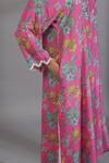 Pants And Pajamas_Pink Cotton, Silk Sequins, Embroidery Floral Digital Print Kurta And Pant Set_at_Aza_Fashions