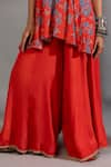 Buy_Pants and Pajamas_Red Cotton Silk Digital Printed Floral V Neck Top And Sharara Set _Online_at_Aza_Fashions