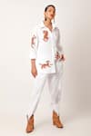 Buy_Jajaabor_Ivory Cotton Linen Embroidery Tiger Collared Neck Scattered Shirt With Pant _Online_at_Aza_Fashions