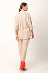 Shop_Jajaabor_Beige Cotton Linen Embroidery Tiger Collared Neck Contrast Shirt With Pant _at_Aza_Fashions