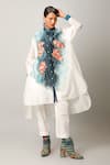 Buy_Jajaabor_Ivory Silk Chanderi Embroidered Fish Motif Collared Shirt And Pant Set _at_Aza_Fashions