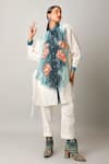 Jajaabor_Ivory Silk Chanderi Embroidered Fish Motif Collared Shirt And Pant Set _at_Aza_Fashions