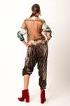 Shop_Jajaabor_Brown Net Embroidered Band Collar Landscape Bomber Jacket And Jogger Set _at_Aza_Fashions