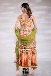 Shop_Jubinav Chadha_Multi Color Anarkali Georgette Printed Floral V-neck Overlap Panel Pant Set_at_Aza_Fashions