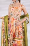 Buy_Jubinav Chadha_Multi Color Anarkali Georgette Printed Floral V-neck Overlap Panel Pant Set_Online_at_Aza_Fashions