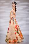 Jubinav Chadha_Multi Color Lehenga Crepe Printed Floral V-neck Blossom Set _Online_at_Aza_Fashions