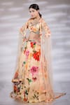 Jubinav Chadha_Multi Color Lehenga Crepe Printed Floral V-neck Blossom Set _at_Aza_Fashions