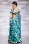 Shop_Jubinav Chadha_Green Lehenga And Blouse Crepe Printed Floral V-neck Bagh Set _at_Aza_Fashions