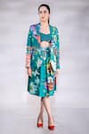 Buy_Jubinav Chadha_Green Blazer And Skirt Crepe Printed Floral Jacket Lapel Collar Set_at_Aza_Fashions