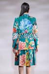 Shop_Jubinav Chadha_Green Blazer And Skirt Crepe Printed Floral Jacket Lapel Collar Set_at_Aza_Fashions