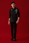 Buy_Amrit Dawani_Black Cotton Hand Paint Wolf Moon Embellished Shirt _at_Aza_Fashions