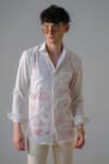 Amrit Dawani_White Cotton Embroidery Birdie Shirt _at_Aza_Fashions