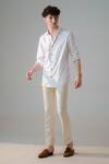 Buy_Amrit Dawani_White Cotton Embroidery Geometric Pattern Embellished Shirt _at_Aza_Fashions