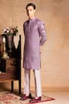 Shop_Amrit Dawani_Purple Staple Silk Placement Embroidery Flying Birds Kurta With Pant _at_Aza_Fashions