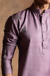 Amrit Dawani_Purple Staple Silk Placement Embroidery Flying Birds Kurta With Pant _Online_at_Aza_Fashions