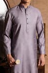 Amrit Dawani_Grey Staple Silk Embroidery Butti Kurta With Pant _Online_at_Aza_Fashions